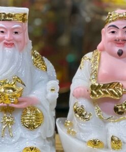 Tượng Thần Tài Thổ Địa Cục Vàng Bột Đá Trắng