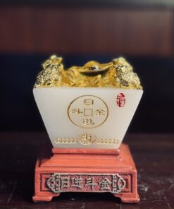 Bồn Tụ Bảo Chiêu Tài Vuông Đá Trắng