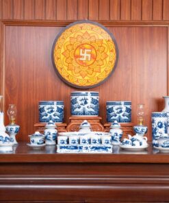 Bộ Đồ Thờ Gia Tiên Sứ Men Lam