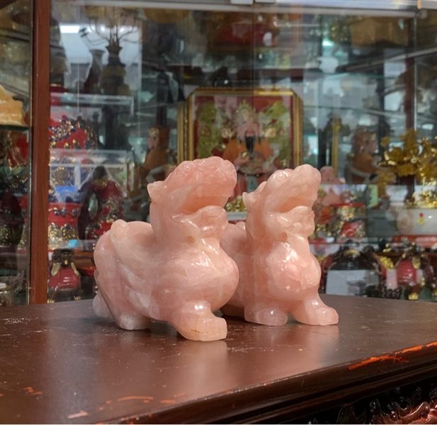 Cặp Tỳ Hưu Đá Thạch Anh Hồng
