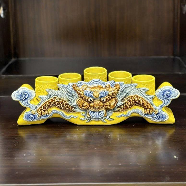 Kỷ Ngai 5 Chén Men Vàng Hoàng Kim
