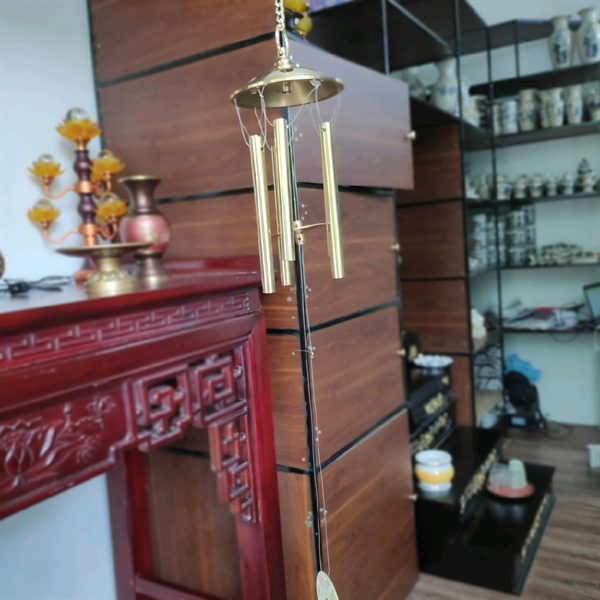 Chuông Gió Treo Đồng Vàng Đồng Tiền Xu May Mắn