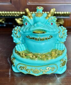 Cóc Thiềm Thừ Phong Thủy Đế Xoay Bột Đá Xanh Ngọc Bích