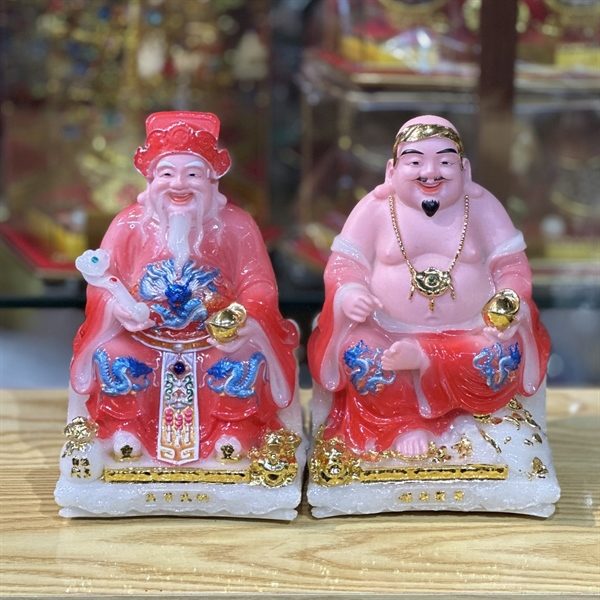 Tượng Thần Tài Thổ Địa Bột Đá Vuông Đỏ