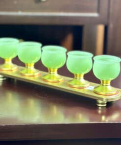 Khay 5 Chén Lưu Ly Xanh Bọc Đồng