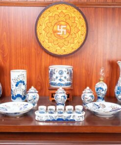 Bộ Thờ Thần Linh Men Lam Vẽ Vàng