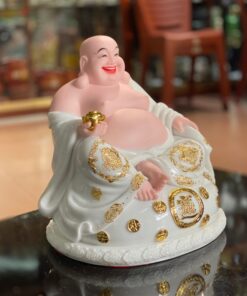 Tượng Di Lặc Tụ Bảo Bột Đá Trắng