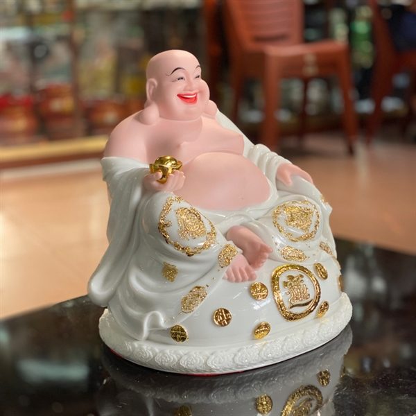 Tượng Di Lặc Tụ Bảo Bột Đá Trắng