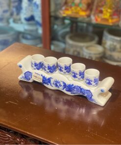 Kỷ Ngai 5 Chén Men Lam