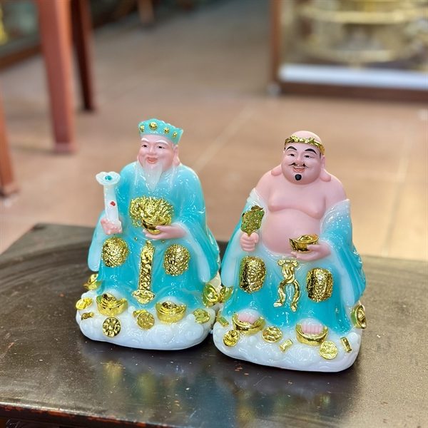 Tượng Thần Tài Thổ Địa Mây Bột Đá Xanh Dương