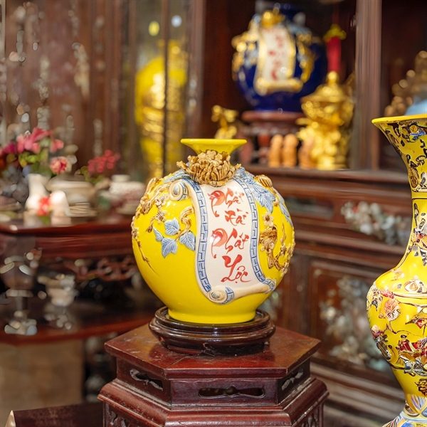 Bình Hút Lộc Cuốn Thư Phát Tài Phát Lộc Men Màu Đắp Nổi - Ảnh 13