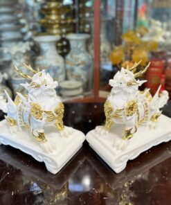 Cặp Tỳ Hưu Bột Đá Trắng
