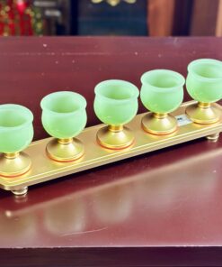 Khay 5 Chén Lưu Ly Xanh Bọc Đồng