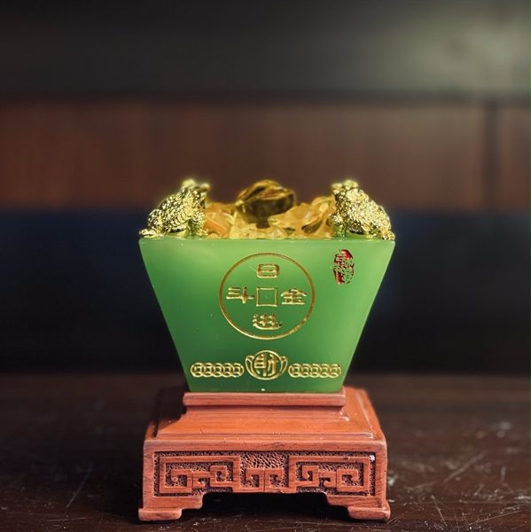 Bồn Tụ Bảo Chiêu Tài Vuông Bột Đá Xanh