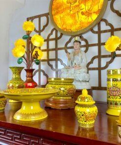 Bộ Đồ Thờ Phật Gấm Vàng