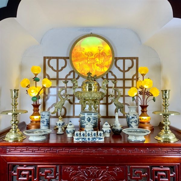 Bộ Đồ Thờ Thần Linh Men Rạn Vẽ BTL01RV