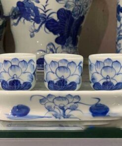 Khay/ Kỷ Nước 3 Chén Men Ngọc