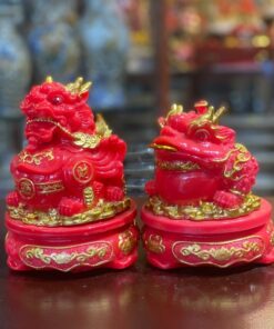 Cặp Cóc Thiềm Thừ & Tỳ Hưu Phong Thủy Đế Xoay Bột Đá Đỏ