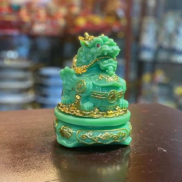 Tỳ Hưu Phong Thủy Đế Xoay Bột Đá Xanh Lục