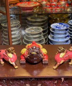 Cặp Cóc Thiềm Thừ & Tỳ Hưu Phong Thủy Sứ Tử Sa Đỏ