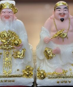 Tượng Thần Tài Thổ Địa Bột Đá Vuông Trắng
