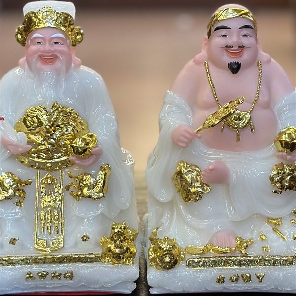 Tượng Thần Tài Thổ Địa Bột Đá Vuông Trắng