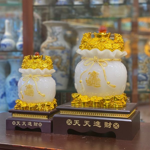 Túi Tiền Vàng Màu Trắng Chiêu Tài