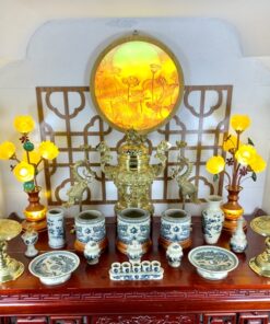 Bộ Đồ Thờ Gia Tiên Men Rạn Vẽ BGT01RV