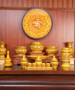 Bộ Đồ Thờ Gia Tiên Sứ Gấm Vàng BTGTSGV3