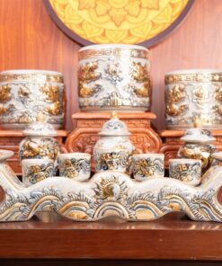 Bộ Thờ Gia Tiên Men Rạn Vẽ Vàng BTGTMRVV1