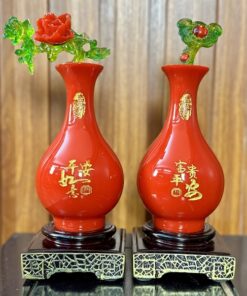 Cặp Bình Như Ý Mẫu Đơn Màu Đỏ