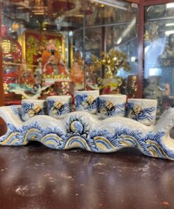 Kỷ/ Ngai Nước 5 Chén Men Rạn Đắp Nổi