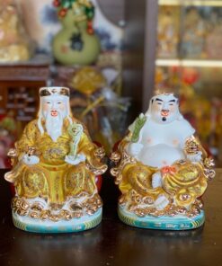 Tượng Thần Tài Thổ Địa Sứ Gấm Vàng