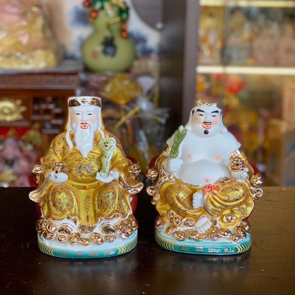 Tượng Thần Tài Thổ Địa Sứ Gấm Vàng