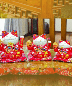 Mèo Thần Tài Đỏ Bát Phương Chiêu Tài