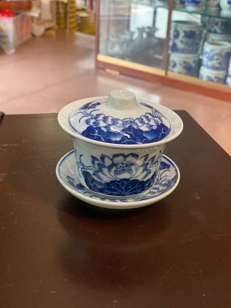 Bát Sâm/ Bát Nước Hoa Sen Men Lam
