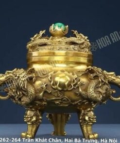 Đốt Trầm Rồng Cầm Ngọc Bích Vàng