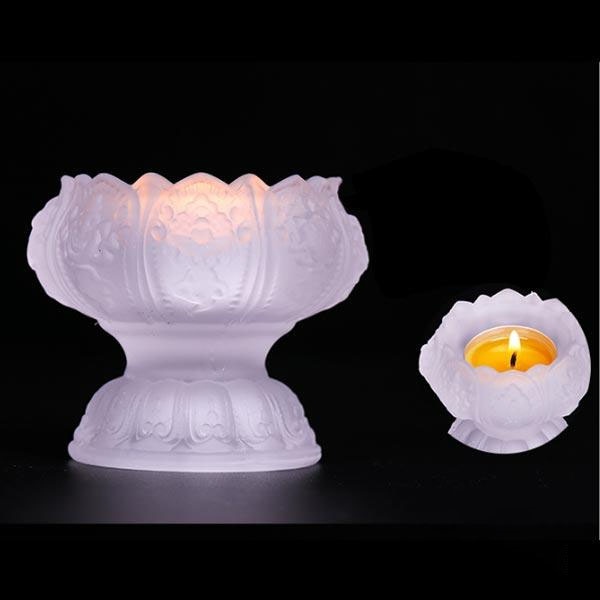 Chân Đựng Nến Lưu Ly Trắng