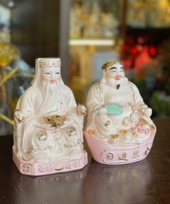 Tượng Thần Tài Thổ Địa Sứ Đức Hóa Màu Hồng