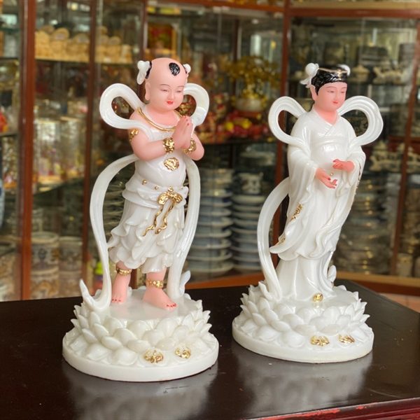 Tượng Tiên Đồng Ngọc Nữ Bột Đá Trắng