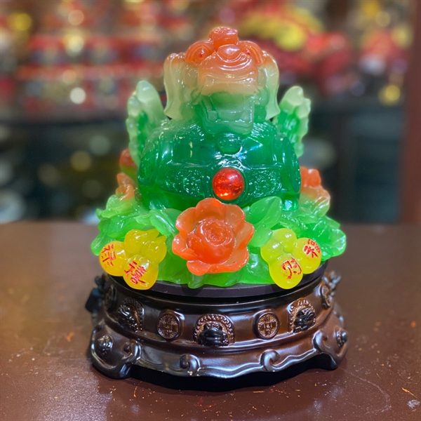 Tỳ Hưu Phong Thuỷ Xoay Đế Gỗ Hồ Lô Xanh