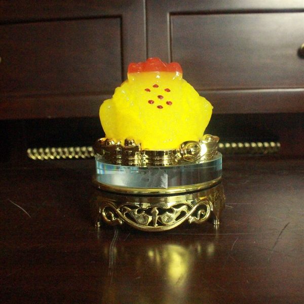 Cóc/ Thiềm Thừ Phong Thuỷ Xoay Đế Kính Vàng Mật Ong