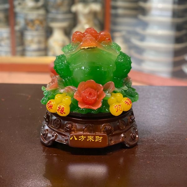 Cóc Thiềm Thừ Phong Thuỷ Xoay Đế Gỗ Hồ Lô Xanh