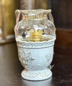 Đèn Dầu Hoa Sen Bạch Ngọc