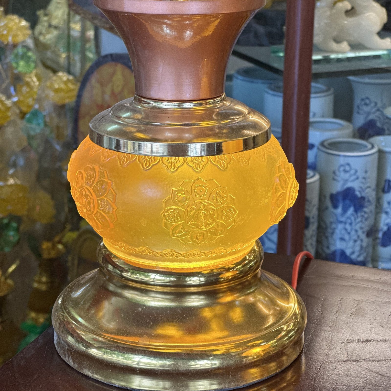 Đèn Thờ Hoa Sen 5 Bông Lưu Ly Trường Quang