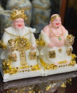 Tượng Thần Tài Thổ Địa Bột Đá Phú Quý Rồng Trắng