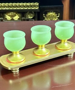 Khay 3 Chén Lưu Ly Xanh Bọc Đồng