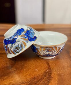Bát Cơm Cúng Men Lam Vẽ Vàng