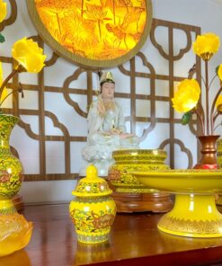 Bộ Đồ Thờ Phật Gấm Vàng