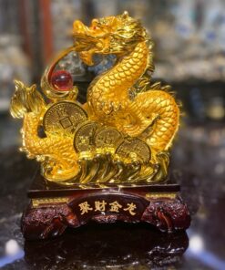 Tượng Rồng Vàng Ôm Dây Tiền